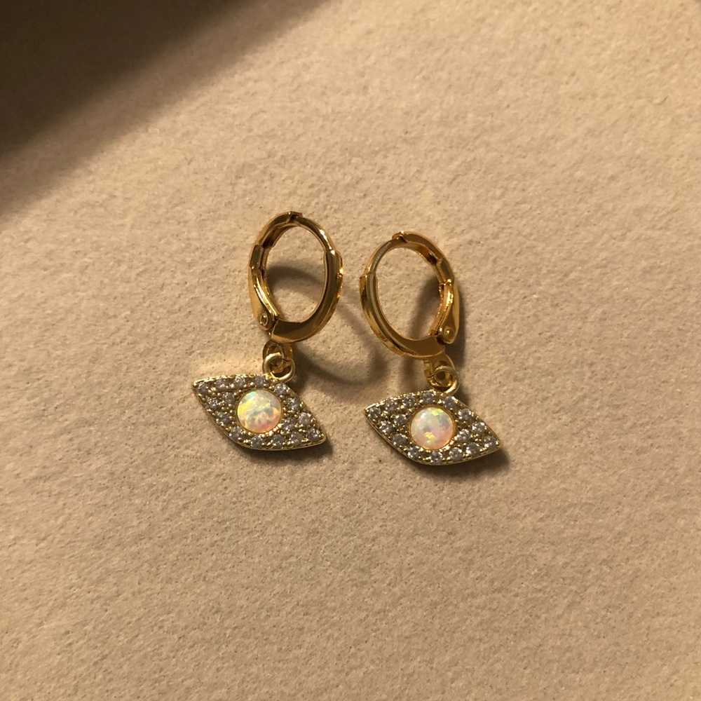 Gold filled evil eye earrings. Make an offer!
